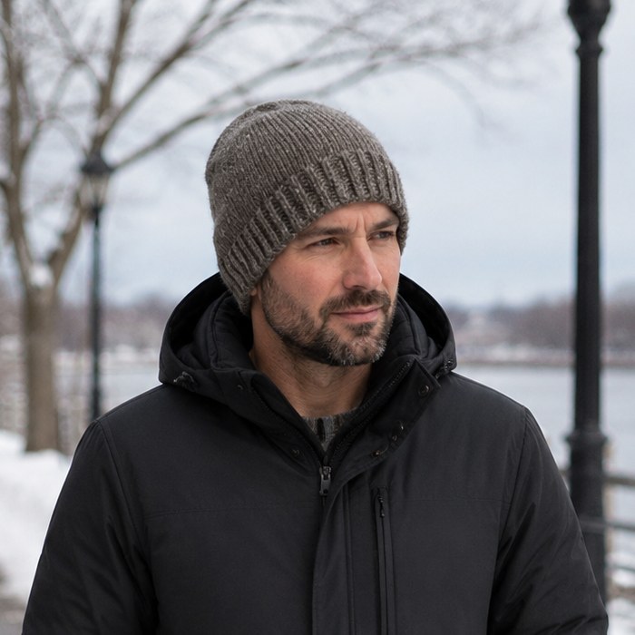 Hand Knit Winter Beanie, Double-Thick Folded Brim, Hand-Knit Acrylic Or Wool-Blend