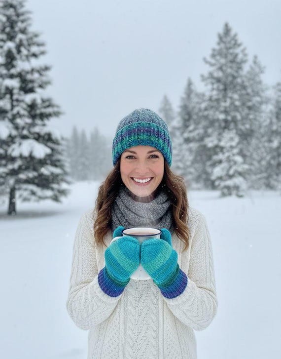 Hand Knit Wool-Blend Mittens, Cozy Cold Weather Knit Gloves, Warm Winter Accessory, Handmade Gift